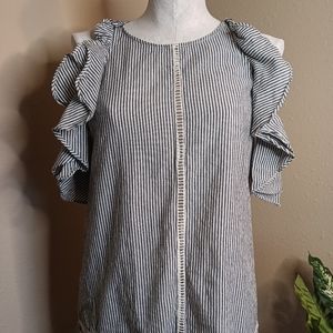 French Connection ruffle sleeve blouse